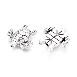 Antique Silver Tibetan Style Alloy Beads, Sea Turtle, Antique Silver, 13.5x14x3.5mm, Hole: 1.2mm