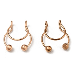 Oro Rosa 304 anillos nasales con clip de acero inoxidable, anillos de nariz sin perforación con envoltura de alambre, oro rosa, 15x13x4.5 mm