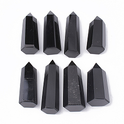 Obsidian Natural Obsidian Home Decorations, Display Decoration, Healing Stone Wands, for Reiki Chakra Meditation Therapy Decos, Hexagon Prism, 34~100x15~40mm, about 12~22pcs/1000g
