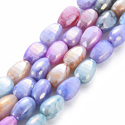 Colorful Opaque Baking Painted Crackle Glass Beads Strands, Faceted, AB Color Plated, Melon Seeds, Colorful, 9x6x4.5mm, Hole: 1.2mm, about 50pcs/strand, 17.32 inches(44cm)