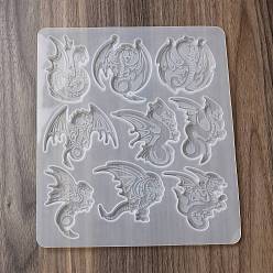 White DIY Dragon Pendant Silicone Molds, Resin Casting Molds, White, 230x200x7mm, Inner Diameter: 43~72x55~73mm