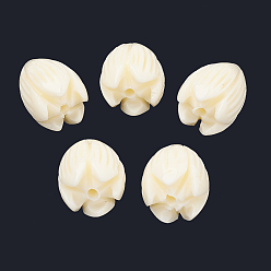Ivoire Teints perles synthétiques de corail, fleur de jasmin, blanc crème, 10.5~11x8~9mm, Trou: 1mm
