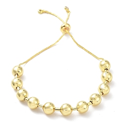 Real 18K Gold Plated Long-Lasting Plated Brass Round Bead Slider Beacelets for Women Men, Cadmium Free & Lead Free, Real 18K Gold Plated, 10-5/8 inch(27cm), Bead: 8mm