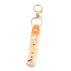 Orange Porte-clés en corde pvc nuage, à trouver un alliage de zinc, pour sac, décoration de pendentif de bouteille de sable mouvant, orange, 17.5 cm