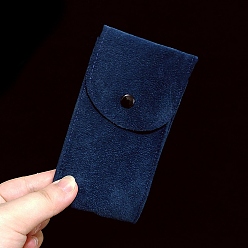 Marina Azul Bolsa de almacenamiento de reloj de terciopelo rectangular, caja de reloj portátil color morandi, paquete individual de bolsa de joyería de terciopelo, azul marino, 13x7 cm
