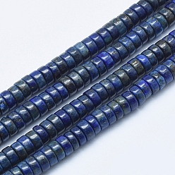 Lapislázuli Hilos de cuentas de lapislázuli natural, teñido, perlas heishi, Disco redondo plano, 6x3~3.5 mm, agujero: 1 mm, sobre 135 unidades / cadena, 15.7 pulgada (40 cm)
