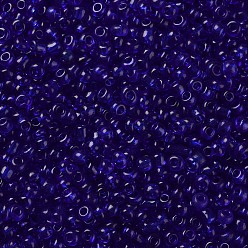 Blue Glass Seed Beads, Transparent, Round, Blue, 6/0, 4mm, Hole: 1.5mm, about 4500 beads/pound
