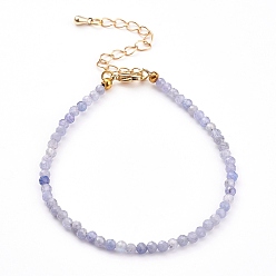 Tanzanite Faceted Natural Tanzanite Beaded Bracelets for Women, Golden, 7-1/4 inch(18.5cm)