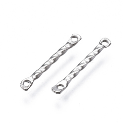 Stainless Steel Color 304 Stainless Steel Link Connectors, Twist, Stainless Steel Color, 15x2x1mm, Hole: 1.2mm