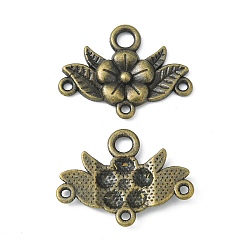 Antique Bronze Tibetan Style Chandelier Component Links, Lead Free and Nickel Free and Cadmium Free, Flower, Antique Bronze, 32x23x3mm, Hole: 2mm