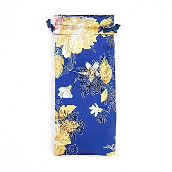 Royal Blue Silk Pouches, Drawstring Bag, Royal Blue, 19x7.5~8cm