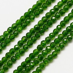 TaiWan Jade Natural TaiWan Jade Bead Strands, Dyed, Faceted Round, 3mm, Hole: 0.8mm, about 136pcs/strand, 16 inch