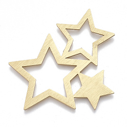 Golden Aluminium Pendants, Laser Cut Pendants, Star, Golden, 42.5x43x1mm