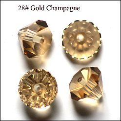 Or Imitations de perles de cristal autrichien, grade de aaa, facette, diamant, or, 6x4mm, Trou: 0.7~0.9mm