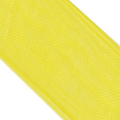 Lemon Chiffon Polyester Organza Ribbon, Lemon Chiffon, 3/8 inch(9mm), 200yards/roll(182.88m/roll)