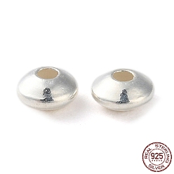 Plata 925 perlas de plata esterlina, plano y redondo, plata, 3.5x2 mm, agujero: 1 mm