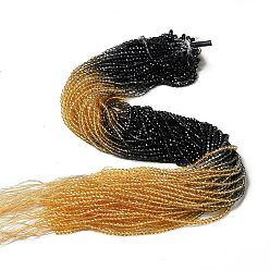 Noir Brins de perles de verre de couleur dégradé transparent, ronde à facettes, noir et orange, 3x2.8mm, Trou: 0.9mm, Environ 123 pcs/chapelet, 14.53'' (36.9 cm)