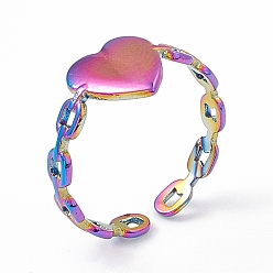 Rainbow Color Ионное покрытие (ip) 304 открытые манжеты из нержавеющей стали для женщин, Радуга цветов, внутренний диаметр: 17 мм