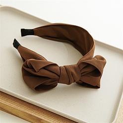 Saddle Brown Bowknot Cloth Hair Bands, Wide Hair Accessories for Women Girls, Saddle Brown, 190x185mm