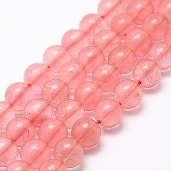 Quartz Cerise Cerise quartz brins de perles de verre, ronde, 4mm, Trou: 1mm, Environ 90 pcs/chapelet, 15 pouce