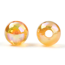Gold Transparent Acrylic Beads, AB Colors Plated, Round, Gold, 6mm, Hole: 1.8mm, about 4800pcs/500g