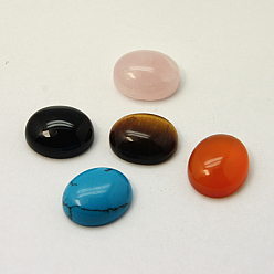 Mixed Stone Gemstone Cabochons, Oval, Mixed Color, 12x10x4~5mm