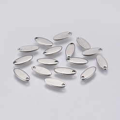 Stainless Steel Color 201 Stainless Steel Charms, Stamping Blank Tag, Oval, Stainless Steel Color, 12x5x1mm, Hole: 1mm