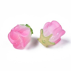 Бледно-Розовый Пластиковые шарики, цветок, розовый жемчуг, 15x14x14 мм, отверстие : 1.2 мм