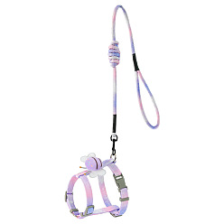 Flamingo Cat Harness and Leash Set, Cloth Belt Traction Rope Cat Escape Proof with Plastic Adjuster and Alloy Clasp, Adjustable Harness Pet Supplies, Flamingo, Inner Diameter: 18~32mm, Rope: 10mm
