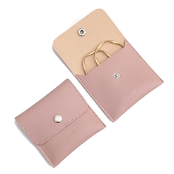 Rosy Brown PU Leather Jewelry Pouches, Jewelry Gift Bags with Snap Button, for Ring Necklace Earring Bracelet, Square, Rosy Brown, 8x8cm