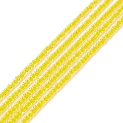 Yellow Transparent Glass Beads Strands, Faceted, Round, Yellow, 2mm, Hole: 0.6mm, about 182~201pcs/strand, 14.57~15.24 inch((37~38.7cm)
