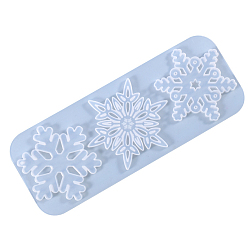 White Winter Themed Snowflake Food Grade Fondant Silicone Molds, for DIY Cake Decoration, Chocolate, Candy, Resin Craft, White, 230x88x7mm, Inner Diameter: 17~88x59~80mm