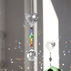 Cœur Décorations de pendentif en cristal, avec les accessoires en métal, Pour la maison, décor de jardin, cœur, 300~400mm