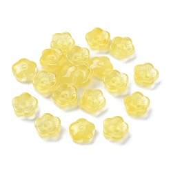 Champagne Yellow Imitation Jade Glass Beads, Flowers, Champagne Yellow, 8x3mm, Hole: 1mm