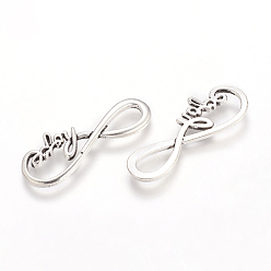 Antique Silver Tibetan Style Alloy Infinity with Hope Links connectors, Cadmium Free & Lead Free, Antique Silver, 15x39x2mm