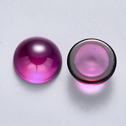 Medium Violet Red Transparent Spray Painted Glass Cabochons, Half Round/Dome, Medium Violet Red, 16x8mm