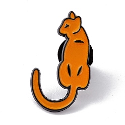 Letter J Pin de esmalte de letra inicial de gato, Broche de dibujos animados de aleación negra de electroforesis para ropa de mochila, letter.j, 30x17.5x2 mm, pin: 1.2 mm