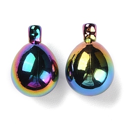 Noir Uv perles acryliques plaqués, iridescent, larme, noir, 26.5x18mm, Trou: 1.8mm