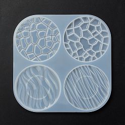 White Flat Round with Water Ripple Cup Mat Silicone Molds, Resin Casting Molds, for UV Resin & Epoxy Resin Craft Making, White, 213x214x8.5mm, Inner Diameter: 97~100mm