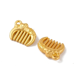 Oro Charms de aleación, peine con colgante de corazón, dorado, 12x14x4 mm, agujero: 1.5 mm