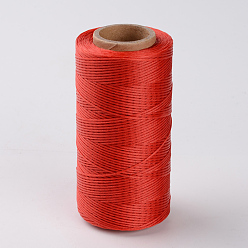 Red Flat Waxed Polyester Cords, Red, 1x0.3mm, about 284.33 yards(260m)/roll
