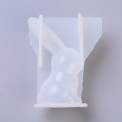 White Bunny Silicone Molds, Resin Casting Molds, For UV Resin, Epoxy Resin Jewelry Making, Rabbit, White, 67x50.5x82mm