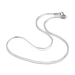 Stainless Steel Color 304 Stainless Steel Flat Snake Chain Necklaces, with Lobster Claw Clasps, Textured, Stainless Steel Color, 16.73 inch(42.5cm), 2mm