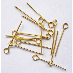 Golden Iron Eye Pin, Cadmium Free & Nickel Free & Lead Free, Golden, 16x0.7mm, Hole: 2mm, about 17000pcs/1000g