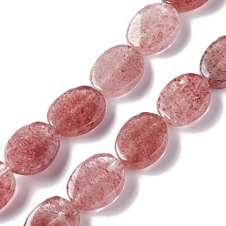 Quartz Fraise Naturel de fraise de quartz brins de perles, torsion ovale  , 17.5~18.5x12.5~13.5x5.5~6.5mm, Trou: 1mm, Environ 23 pcs/chapelet, 15.43''~16.22'' (39.2~41.2 cm)