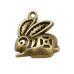 Bronze Antique Alliage de style tibétain gros pendentifs, charmes de lapin, bronze antique, 19x18x3.5mm, Trou: 1.4mm, environ769 pcs / 1000 g