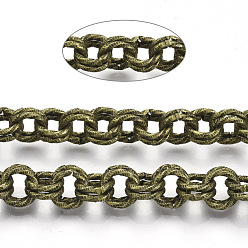 Античная Бронза Роло железа цепи, двойные цепи ссылка, несварные, с катушкой, , античная бронза, ссылка: 9x1.5 mm, около 39.37 футов (12 м) / рулон
