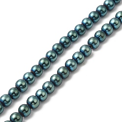 Green Plated Electroplate Synthetic Non-magnetic Hematite Beads Strands, Round, Green Plated, 4.5~5mm, Hole: 0.8mm, about 86~87pcs/strand, 17.01~17.32''(43.2~44cm)