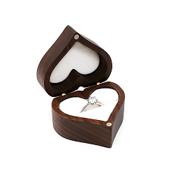 Белый Деревянные ящики кольцо, бархат внутри, с магнитными застежками, для свадьбы, футляр для хранения ювелирных изделий, белые, 5.3x6x3.8 см