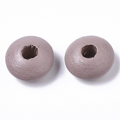 Rosy Brown Dyed Natural Beech Wood Beads, Rondelle, Rosy Brown, 12x6mm, Hole: 3~4mm, about 1600pcs/500g